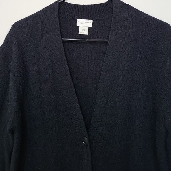 Unworn Club Monaco Black Cashmere Button Front Long Cardigan - Picture 4 of 11
